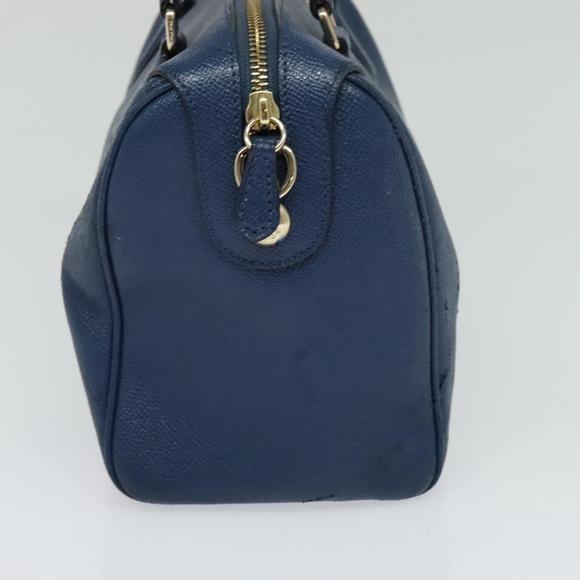 Coach Hand Bag Leather 2way Blue Gold Auth bs24027 - Picture 4 of 16
